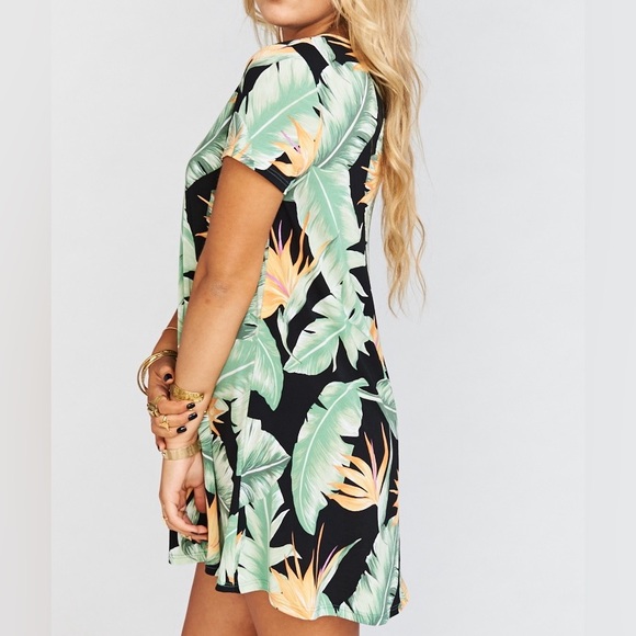 Show Me Your Mumu Palm Print T-shirt Swing Dress Flowy Small Casual Tropical - Picture 2 of 8